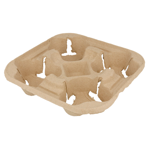[192.23] 4 cup carrier 22x22cm Natural Cardboard (75st/pak)