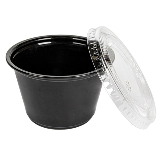 [215.22] Black PP Portion Cups 4oz incl. transparent Lids (50st/pak)