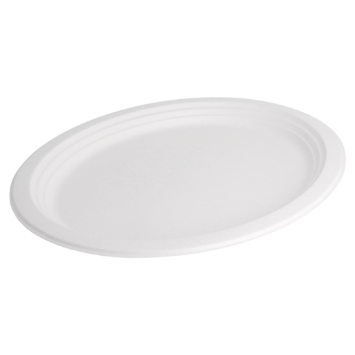 [205.67] Oval Plates "Bionic" 32x25,5x2,1cm White Bagasse (50st/pak)