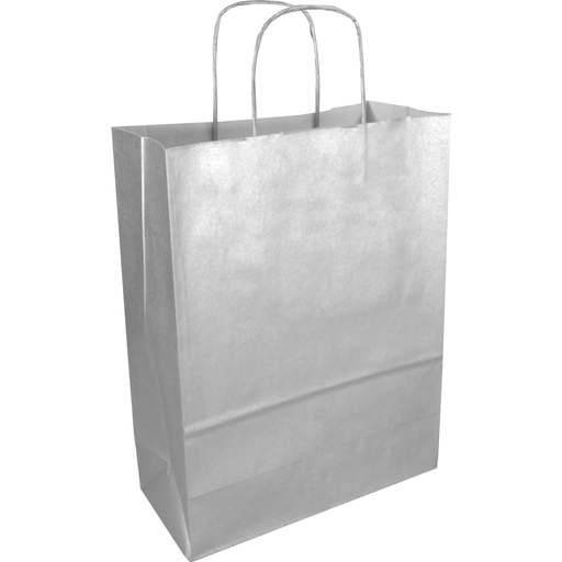 [270695] Ppapieren draagtas Zilver 26/12x35cm zilver (50st/pak)