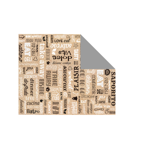 [265.89] Greaseproof basket Paper "Parole" 31x38cm Brown Kraft + Aluminium (1000st/pak)