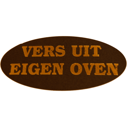 [548108] Etiket "vers uit eigen oven" zwart/goud (500st/rol)