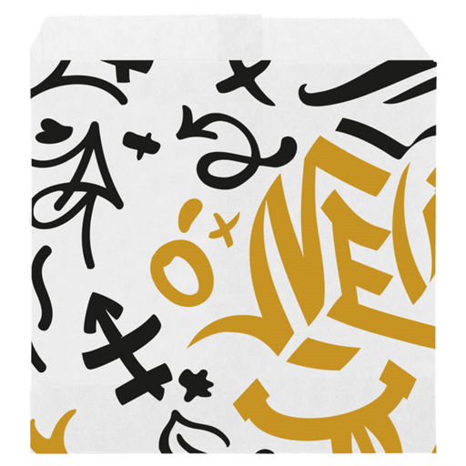 [275.78] Fry Bags Pfas free "Graffiti" 12x12cm White Greaseproof (1000st/pak)