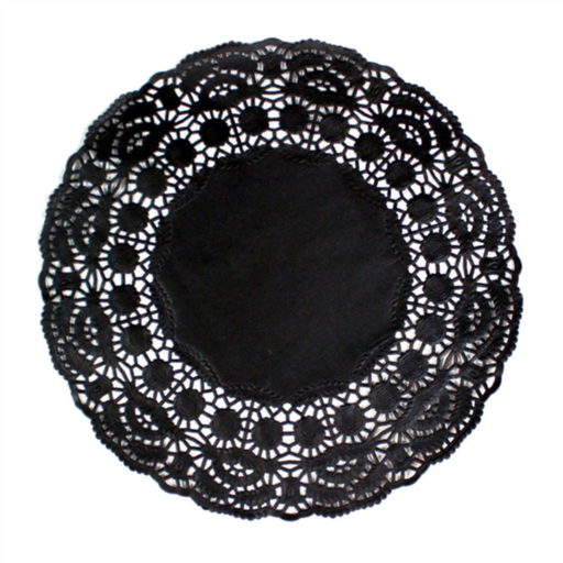 [169.79] Round doilies 19cm Black paper (250st/pak)