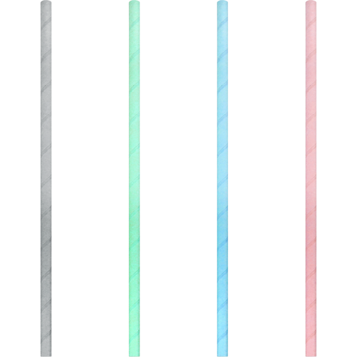 [600875] Papieren rietje / paper straw 6mm x 200mm Pastel (500st/zak)