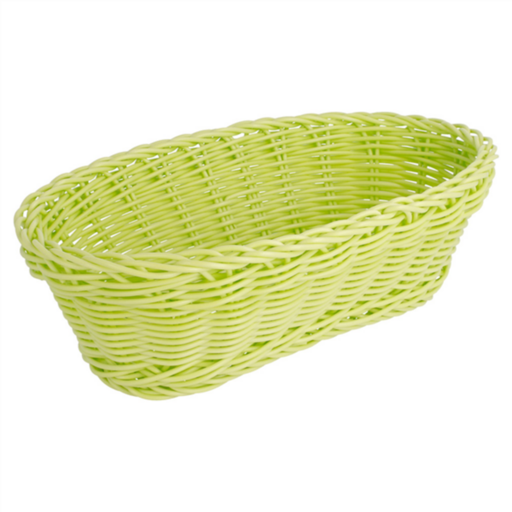 [193.17] Elongated Baskets Imitation Wicker 23+9x38cm Aniseed Green PP (per stuk)
