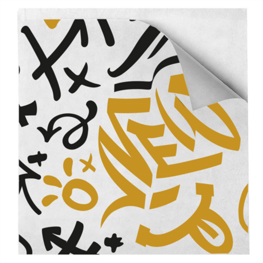 [275.73] Greaseproof Paper 2-sides open Graffiti 13x14cm White parch (1000st/pak)