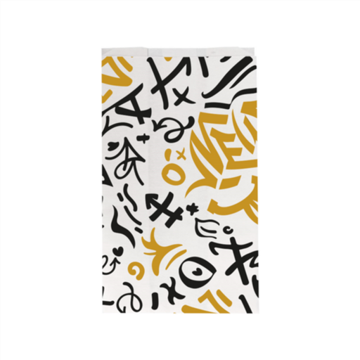 [275.77] Hamburger Bags Pfas Free "Graffiti" 14+7x22cm White Parch (500st/pak)