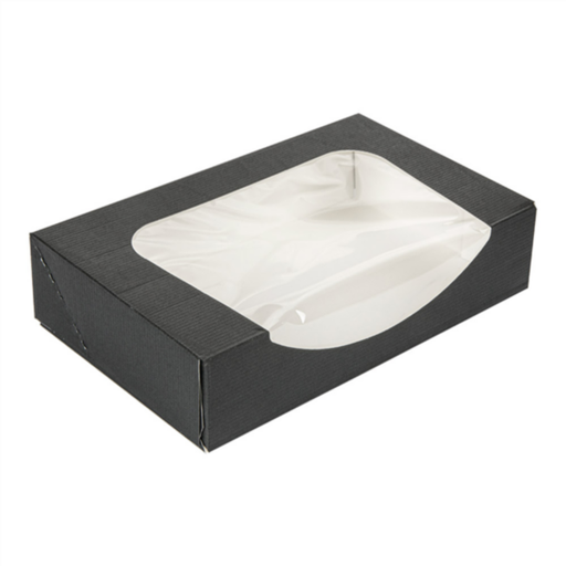 [252.27] Sushi boxes met venster The Pack 19,7x12x4,5cm Black Cardboard (50st/pak)