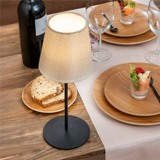 [266.12] Wireless LED Lamp 3 levels 12,5x33cm Black/Natural Metal (per stuk)