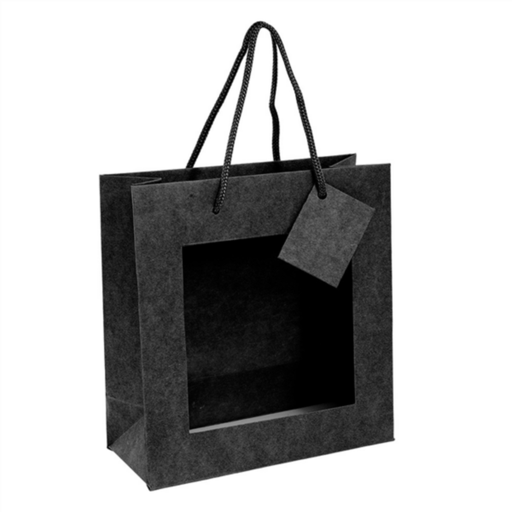 [279.67] Bags with Window 18+8x19cm Black Kraft (per stuk)