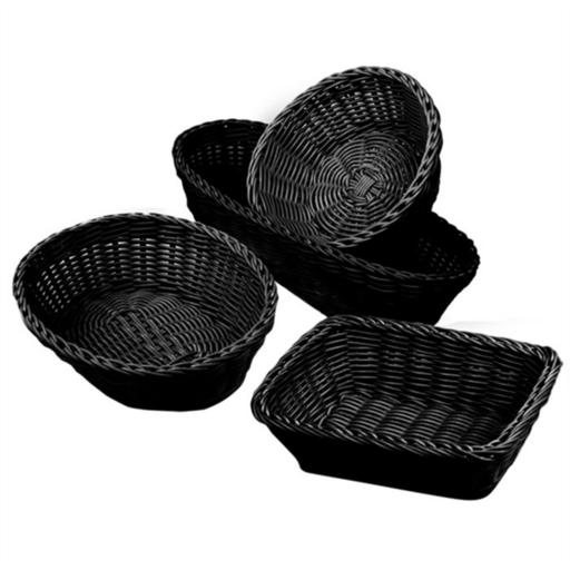 [207.76] Round Baskets Imitation Wicker 20x8cm Black PP (per stuk)