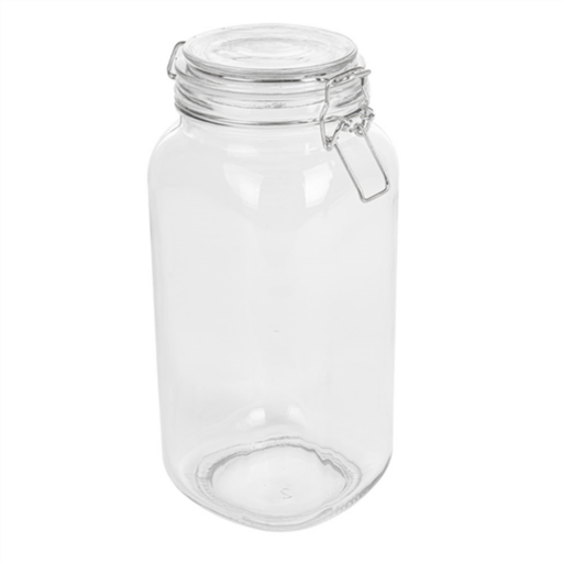 [216.80] Storage Jar + clip lid waki clear glass 2 litre (per stuk)