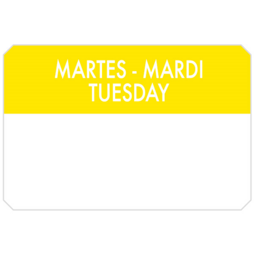 [393.82] Adhesive labels "Tuesday" 7,5x5cm Yellow (500st/roll)