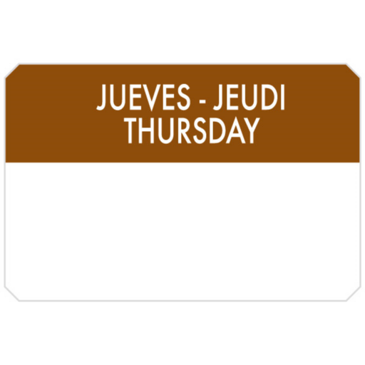 [393.84] Adhesive labels "Thursday" 7,5x5cm Brown (500st/rol)
