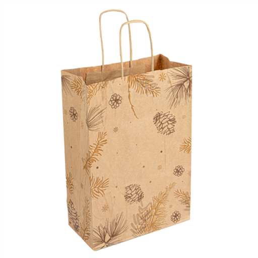 [261.10] SOS Bags with Handles "Winter" 20+10x29cm Natural Kraft (250stuks/doos)