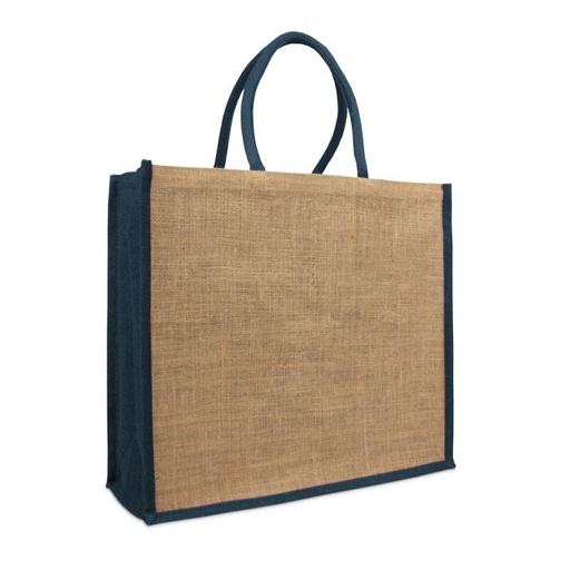 [DJK009] Jute Shopper met blauwe zijkant FFP 45+17x40cm (per stuk)