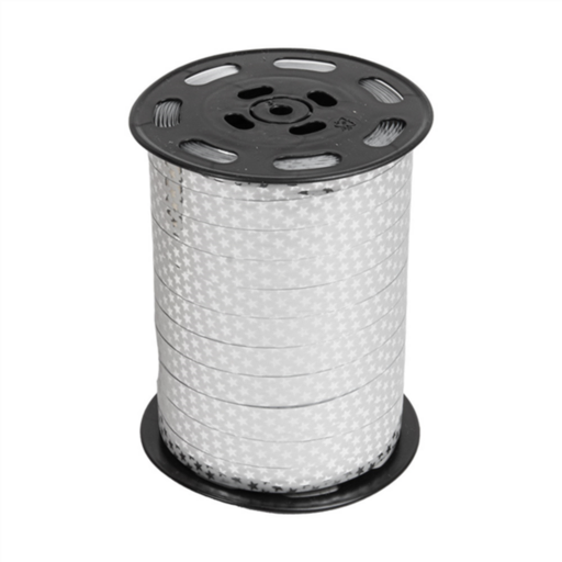 [279.48] Ribbon 10mm x 225mtr Silver "Miroir Stars" (per rol)