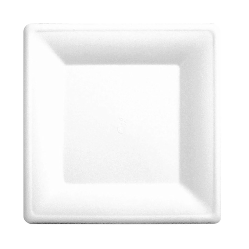 [126.01] Bord vierkant 20cm (Bagasse / White Cellulose) 50st/pak
