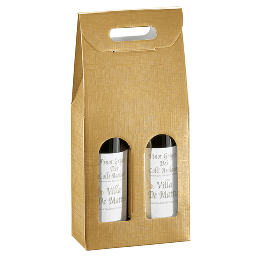 [201.501] Winebottle box / Wijnflesdoos GOLD / Goud 2 bottles / 2 fles 18x9x34cm per unit