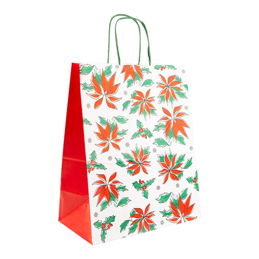 [202.341] SOS Bags with handles "Christmas" 26+14x32cm White Cellulose (50st/pak)