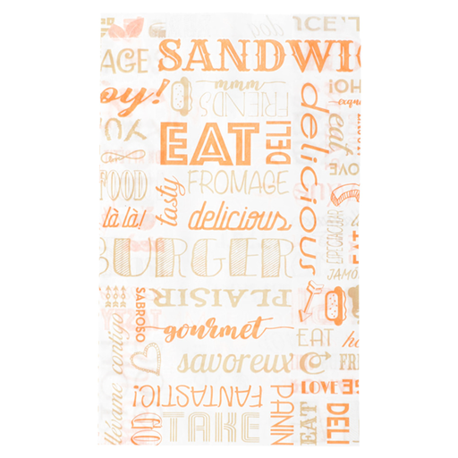 [229.31] Hamburger bags Parole 14+7x22cm Orange Greaseproof (500st/pak)
