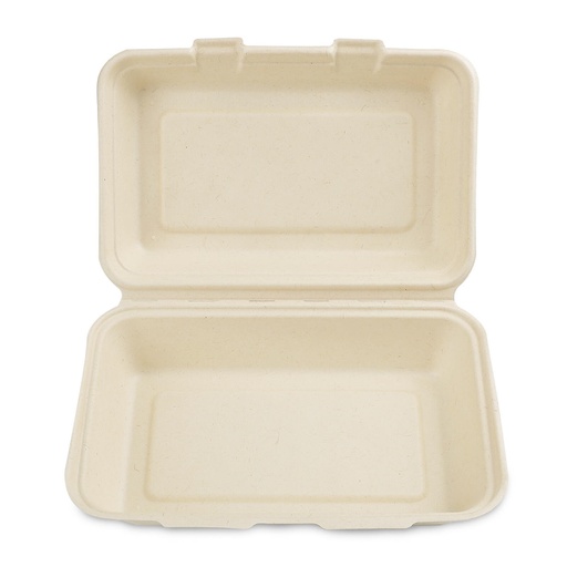 [TCA9x6B200-1] Bagasse (PFAS Free) Hoagie Clamshells 9x6x3" (1-vaks) 50st/pak