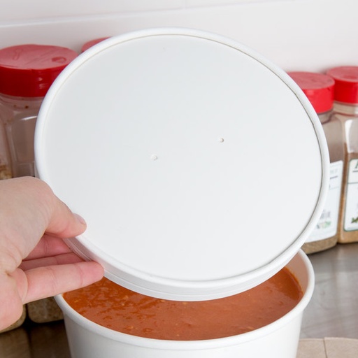 [600641] White paper Lid (non-vented) for 64oz " street side " foodcontainer (25st/pk)