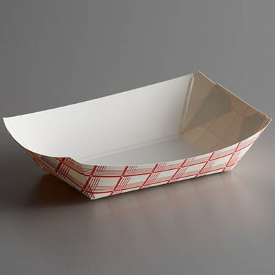 [87021] Paper Food Tray 2 lb Red Check 250st/ds