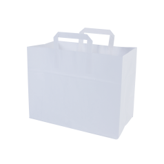 [1111522] Draagtas / Snacktas Papier Onbedrukt Wit 32x18x26cm (300st/doos)