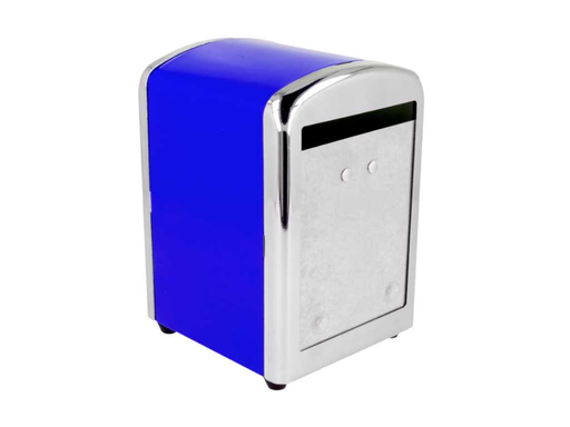 [129.35] Napkin Dispenser (Mini Servis Dispenser) Stainless steel / Blue 10,5x9,7x14cm - Per Stuk