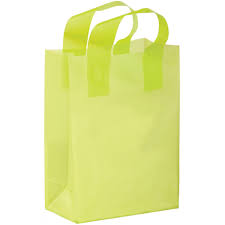 [13018] Fancy Frosted Bags with soft loop handles Fl Pistachio 5x3x7x3 S13018