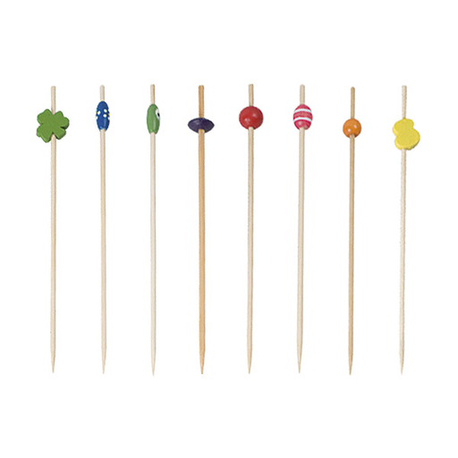 [156.18] Decorated Picks 12cm Assorted Bamboo (100st/pak)