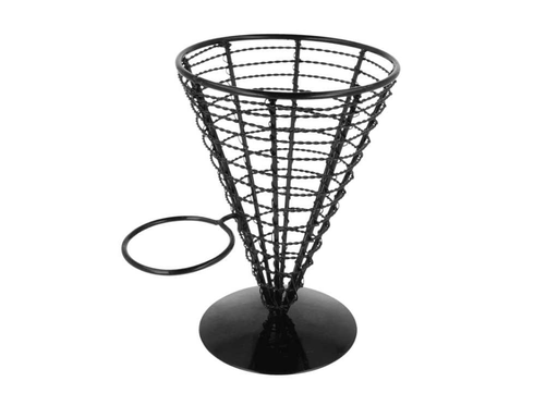[161.37] Basket + Container (Puntzak houder m/saus) 12,8x18cm Black Steel per pc