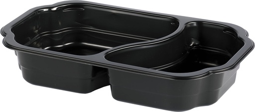 [161150] Tray Duni 2 comp. Take Away PP black 250x159x45mm 246/cs