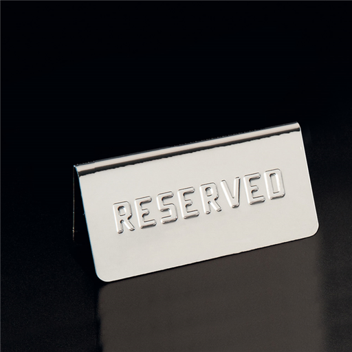 [162.10] Table Sign "Reserved" 12x5,4x5,9cm Stainless Steel. (per stuk)