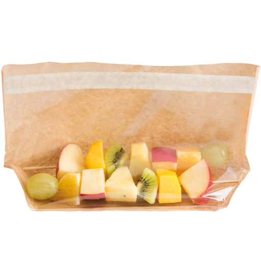 [173.15] Bag with base and window self-sealing (Turtle Pack) 27x15x4cm Natural Kraft (100st/pak)