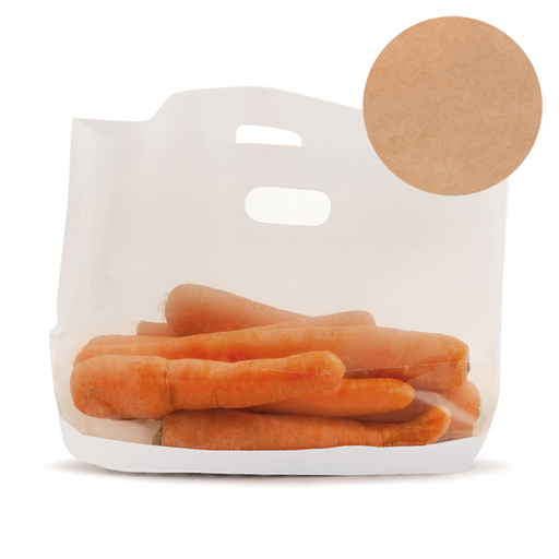 [173.33] Bag with base and handles 30x18x4,5cm Natural Kraft (Turtle pack) 50st/pak