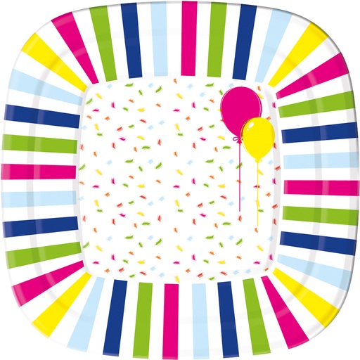 [173452] Borden/Plates paper 22x22cm Balloons (10stuks/pak)
