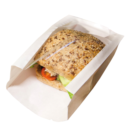 [176.02] Bags with window "Pack delicatessen" 14x9+5x17cm White kraft (100st/pak)
