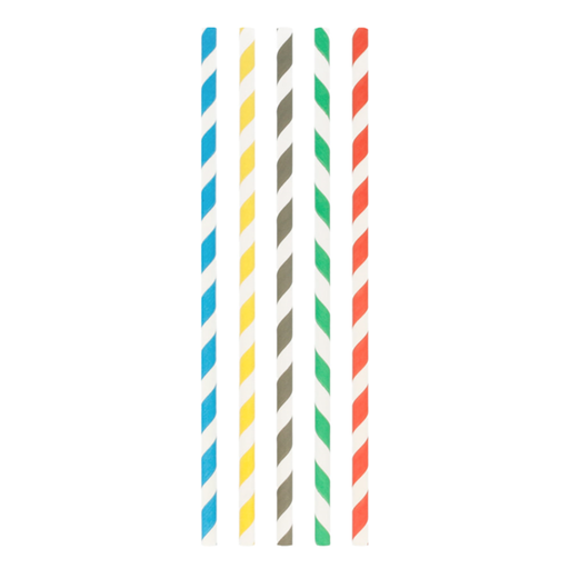 [180.89] Paper straws unwrapped assorted colors / Papieren rietjes (Diam. 0,6cm x 20cm) 250st/pak