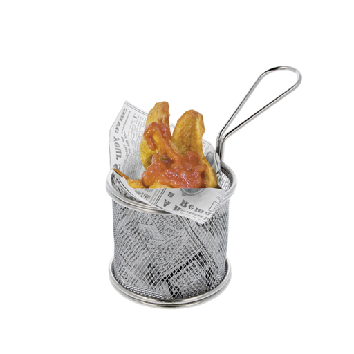 [186.59] Mini Fryer Round 9cm diam. 8,5cm hoog Silver Stainless Steel per pc