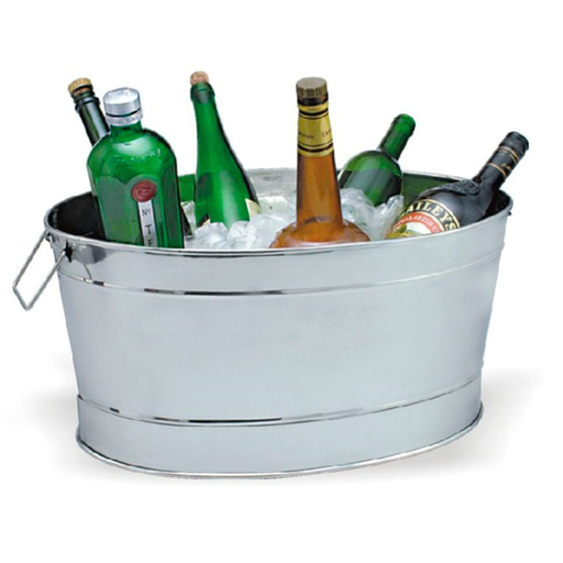 [197.03] Big Ice Bucket Oval 52x36x24,5cm Silver/Stainless Steel (per stuk)