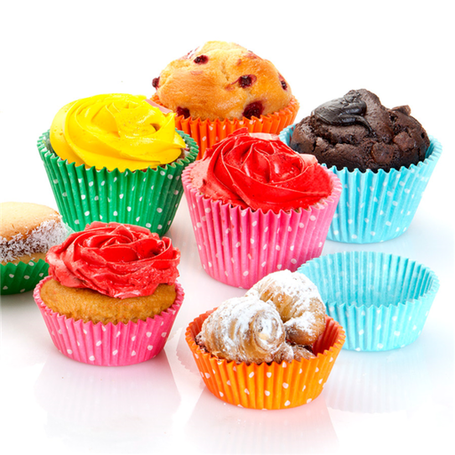 [198.03] Cup Cake Polka Dots Assorted colors (Diam. 5cm / 2,5cm hoog) 1000st/pak