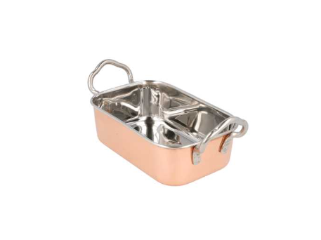 [198.90] Mini Pan w/handles  14x9,5x4,5 Copper Stainless Steel per pc