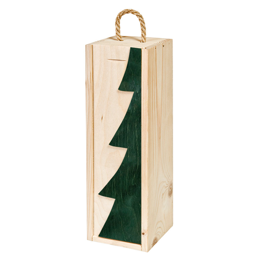 [199.88] 1-fles wijnkist "Fir Tree" Green Wood (per stuk)