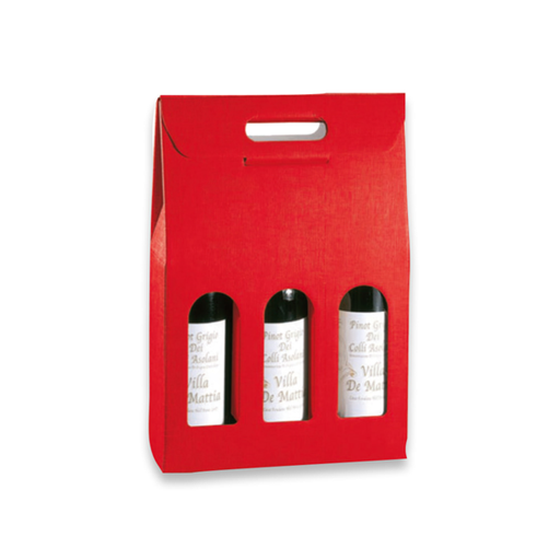 [201.46] 3-fles wijndoos 27x9x38,5cm Rood (per stuk)