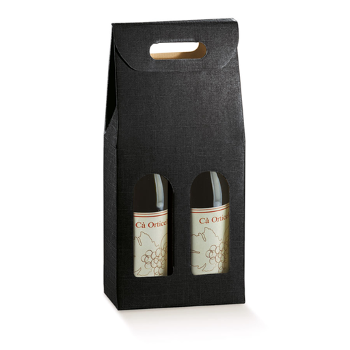 [201.47] 2-fles wijndoos 18x9x34cm Zwart (per stuk)