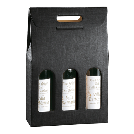 [201.48] 3-fles wijndoos 27x9x38,5cm Zwart (per stuk)