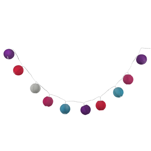 [202.84] Snoer met 10 papieren lampionnen 7,5cm(assorted colours)